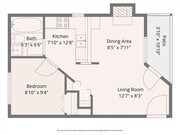 1x1- 490 sf floor plan