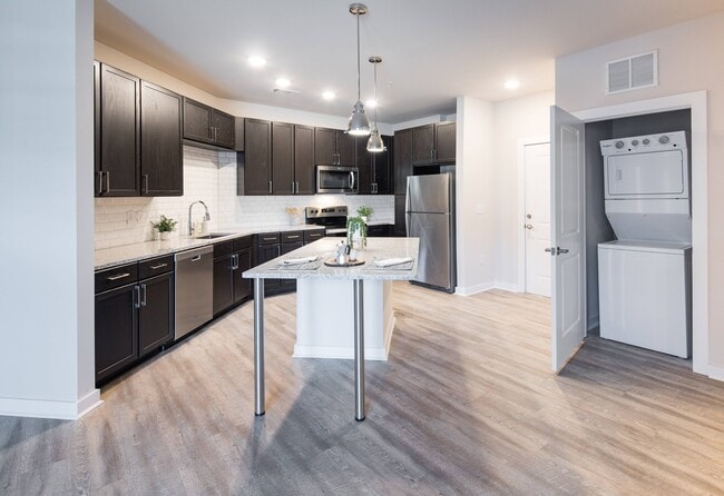 Stainless Steel Appliances and Pendant Lighting