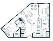 Two Bedroom Two Bath (1161 SF)