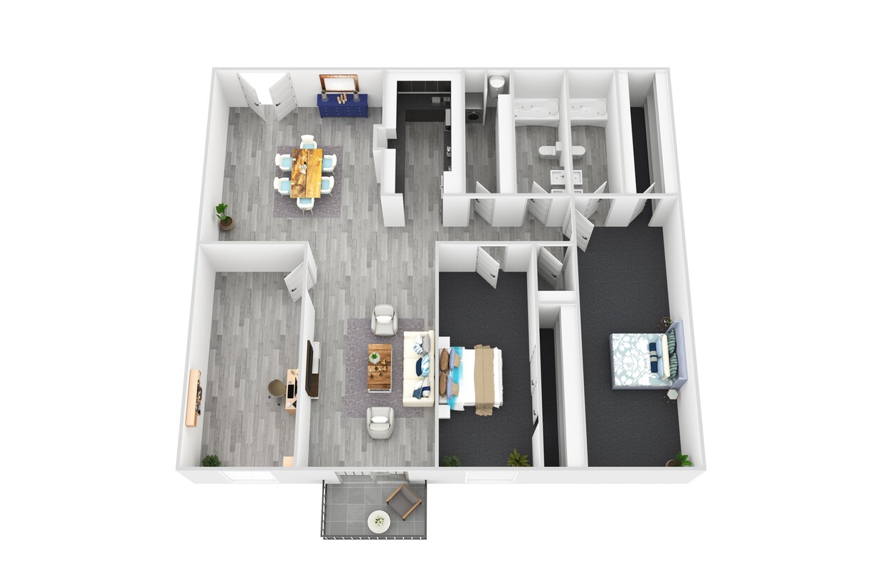 Langdon 2x2 With Den Floor Plan - 2x2 + Den