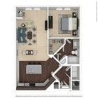 Lantower Asturia - A4 - 857 SF - 1B1B - 3D Floorplan