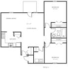 2BR/1BA 930 sq ft