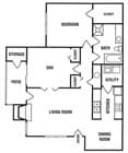 2 Bed / 1 Bath - Convertible Layout