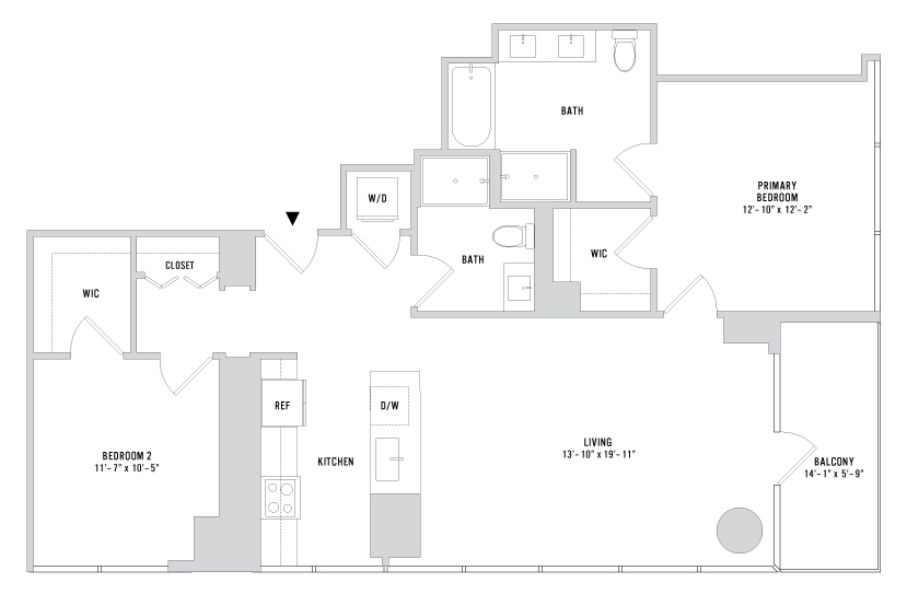 Two Bedroom B-05 - 1139 Sq. Ft. - Floors 26-42 - B-05