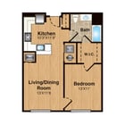 A2 | 1 Bed | 1 Bath floor plan 333 Central