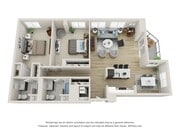 2 bed 2 bath Washington Floorplan