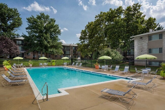 Relaxing swimming pool at Carrollon Manor Apartments in New Carrollton, MD