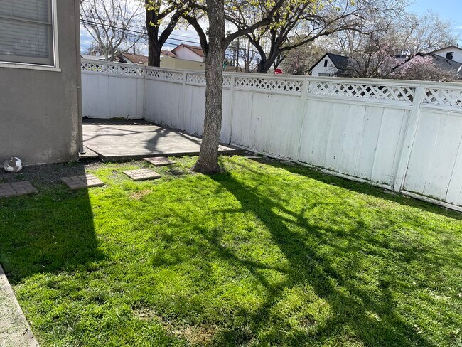 Fenced yard with concrete pad - 539 W 12th St
