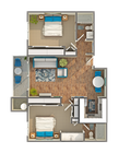 2 BR x 2 BA - A Floorplan