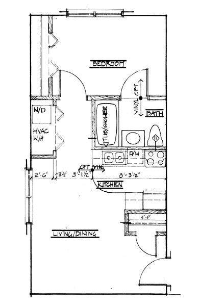 1BR/1BA - One Bedroom - 470 Sq.Ft.