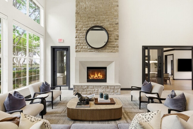 Lobby Lounge with Fireplace and Seating