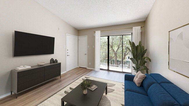 Sala de estar recientemente renovada - Vue at Knoll Trail Apartments