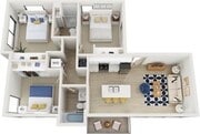3 Bedroom 2 Bedroom Apartment Floorplan