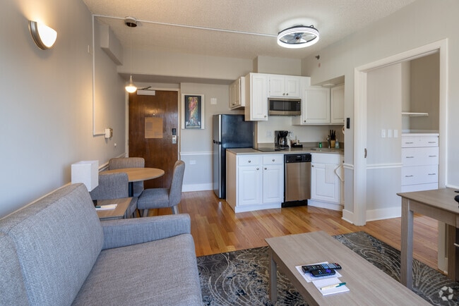 1BR, 1BA - 414SF - Kitchen and Dining Area