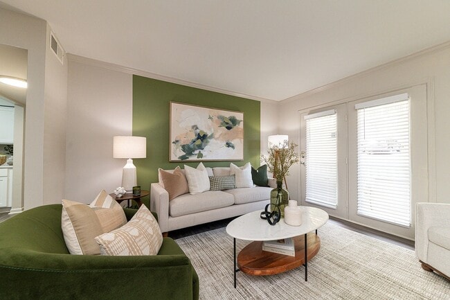 Spacious living room with hardwood-style flooring