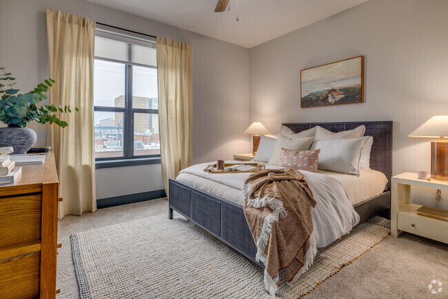 2BR, 2BA - 1072SF - First Bedroom - Santa Fe Square Apartments