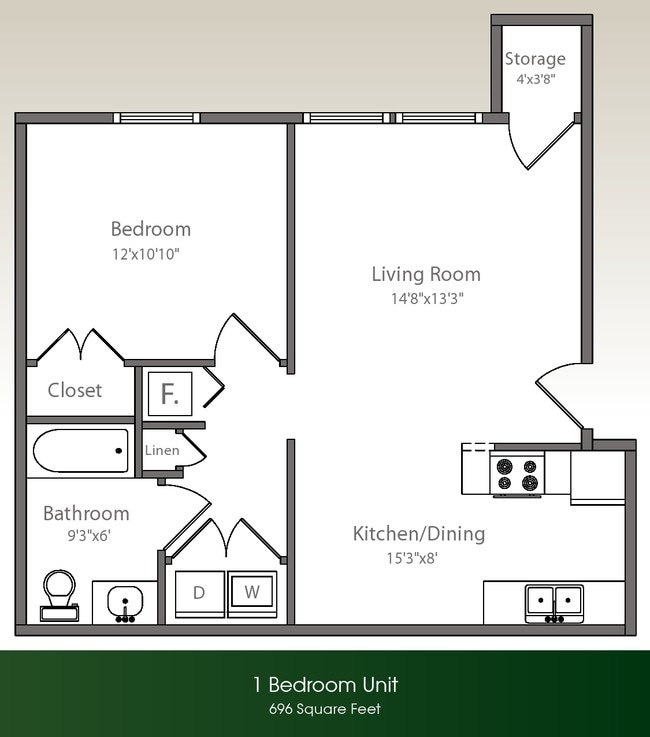 1 BR/ 1 BA