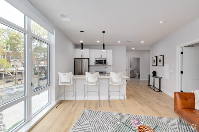 2BR, 2BA - 925SF - Living Room - The Linden University City