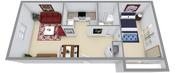 Messina 1 Bed 1 Bath 675 Sq Ft
