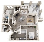 Two Bedroom - 1112 sq ft floor plan - Mesquite Trails at Brooks