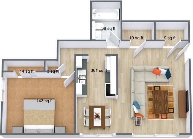 One Bedroom - 110 Circle A Dr S