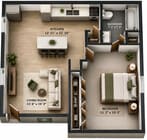 1br, 1bath - 700sf