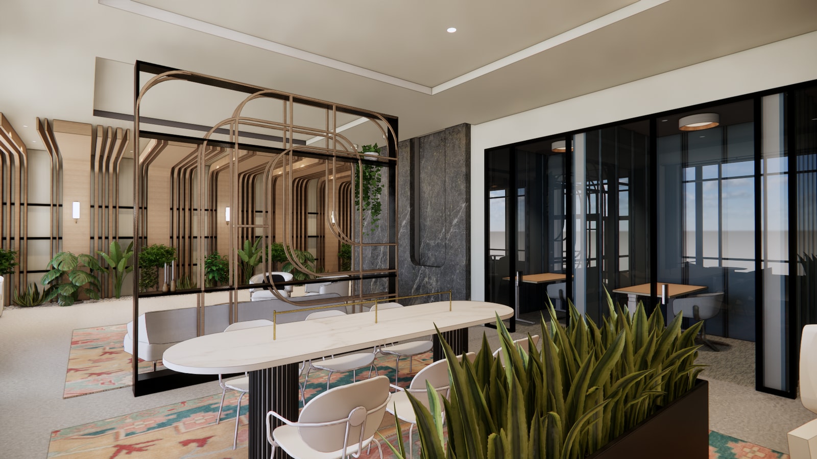 Lobby and work lounge (rendering) - Avalon Quincy Adams