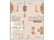 2 Bedrooms 1 Bath