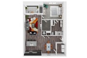 One bedroom floorplan 1,172 Sq. Ft.