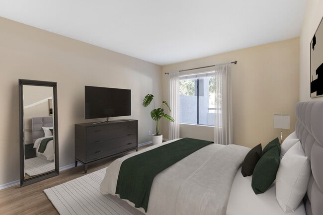 Renovated Package II bedroom with hard surface flooring
