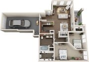 2 habitaciones | 1 baño | 1088 pies cuadrados | Garaje adjunto