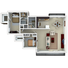 Residence 4 2x2 1200 sq ft