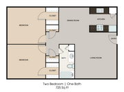 C1 725 sqft 2 bed 1 bath