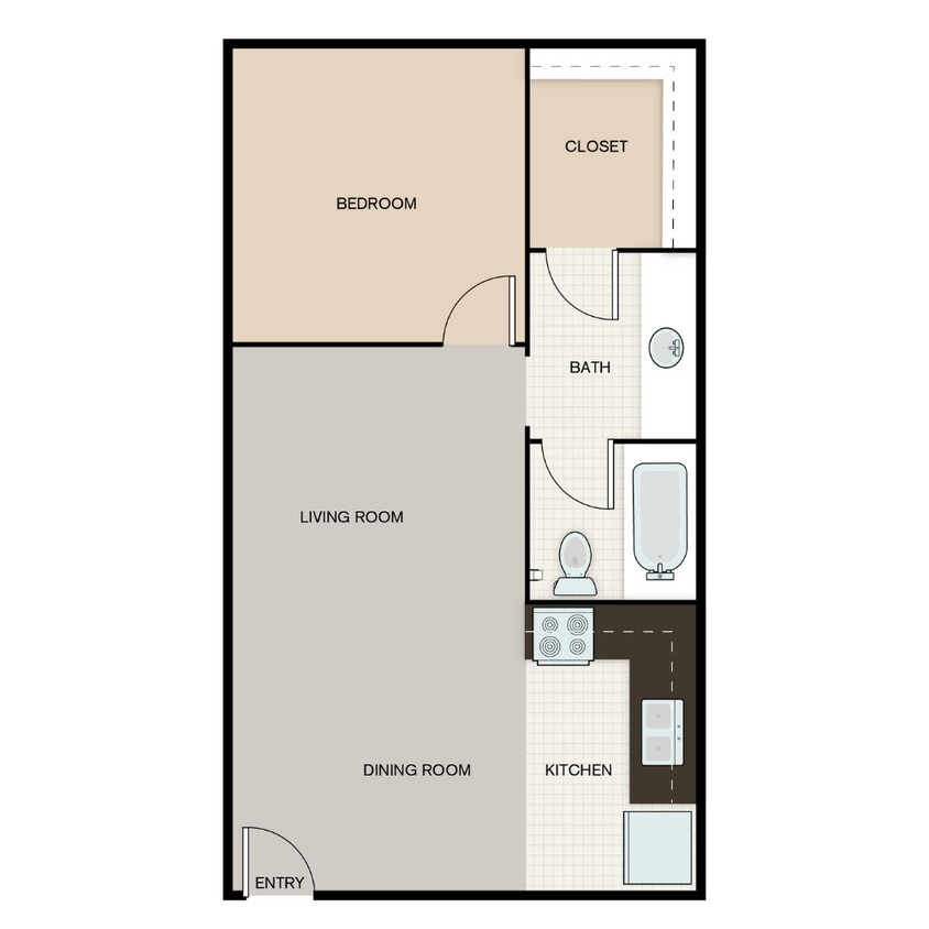 1 Bed 1 Bath 560 SQFT - 1 Bedroom / 1 Bathroom Classic