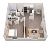 Explore this cozy one-bedroom layout, perfect for comfortable living.