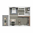 Studio 3D Furnished Floor Plan
