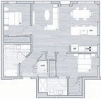 Explore this thoughtfully designed 2-bedroom apartment featuring an open-concept living area and modern kitchen.