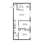 Plano de planta de dos habitaciones