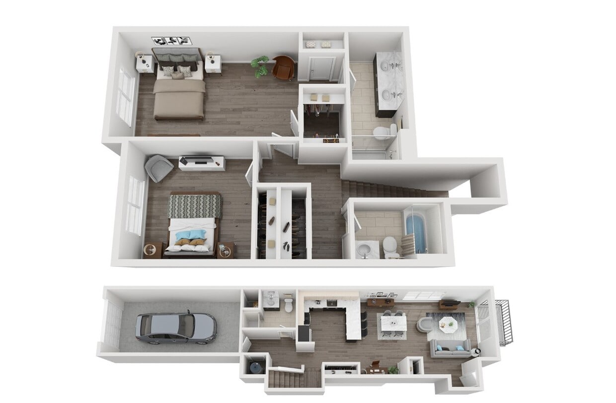 Floor Plan - 2 BR 3 Bath Townhouse