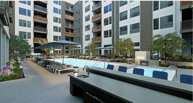 Enjoy the shimmering pool