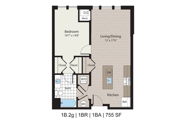 1b.2g 1BD/1BA 755 SF