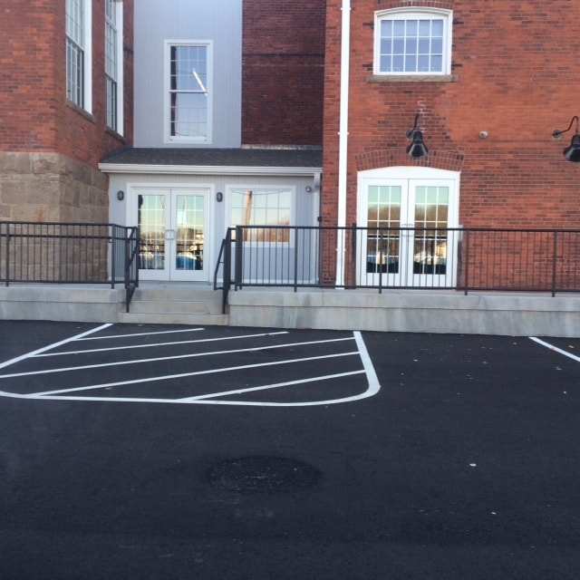 Double door entry to upper apartments - Threadmill Apartments