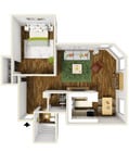 1x1 floor plan Park Plaza