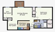 One Bedroom One Bath Den Mid-rise Floorplan