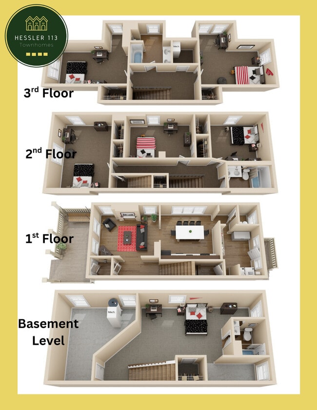End Unit Layouts, Hessler Townhomes - Hessler 113 Townhomes