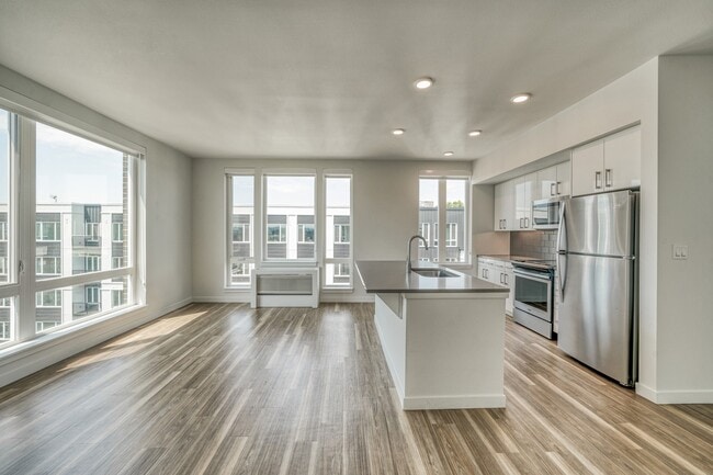 Open concept living and dining area