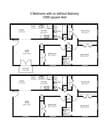 3 bed with or without balcony