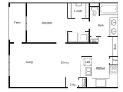 A2 Floorplan: 1 Bedroom, 1 Bathroom