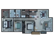 3BR/2BA 3D Rendering
