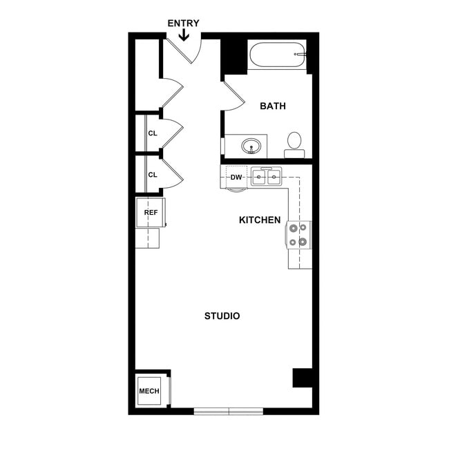 Studio Floorplan 7850 East Jefferson - 7850 East Jefferson